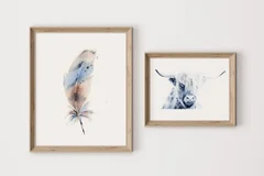 Image of a highland-cow watercolor painting by Shayna Larsen, originals & prints available