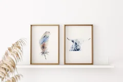 Image of a highland-cow watercolor painting by Shayna Larsen, originals & prints available