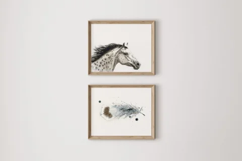 Image of a horse watercolor painting by Shayna Larsen, originals & prints available