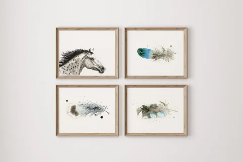 Image of a horse watercolor painting by Shayna Larsen, originals & prints available