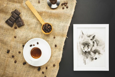 Image of a fox watercolor painting by Shayna Larsen, originals & prints available