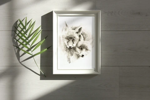 Image of a fox watercolor painting by Shayna Larsen, originals & prints available