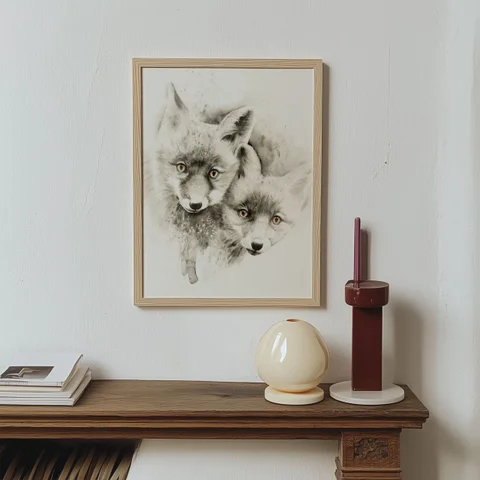Image of a fox watercolor painting by Shayna Larsen, originals & prints available