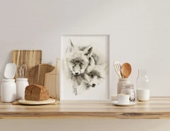 Image of a fox watercolor painting by Shayna Larsen, originals & prints available