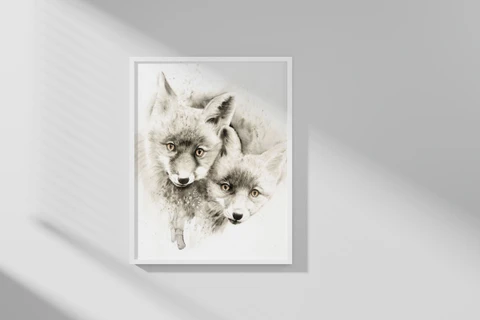 Image of a fox watercolor painting by Shayna Larsen, originals & prints available