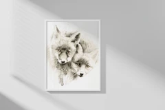 Image of a fox watercolor painting by Shayna Larsen, originals & prints available