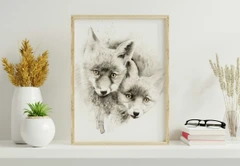Image of a fox watercolor painting by Shayna Larsen, originals & prints available