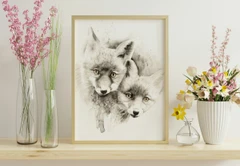Image of a fox watercolor painting by Shayna Larsen, originals & prints available