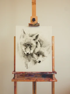 Image of a fox watercolor painting by Shayna Larsen, originals & prints available