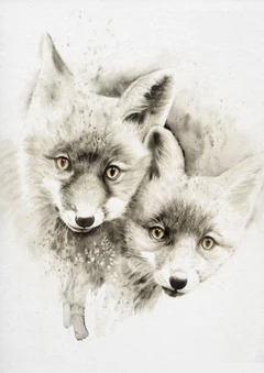 Image of a fox watercolor painting by Shayna Larsen, originals & prints available