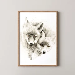 Image of a fox watercolor painting by Shayna Larsen, originals & prints available
