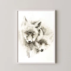 Image of a fox watercolor painting by Shayna Larsen, originals & prints available