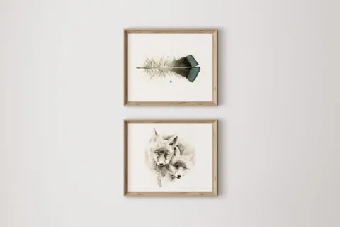 Image of a fox watercolor painting by Shayna Larsen, originals & prints available