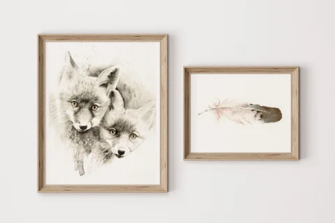 Image of a fox watercolor painting by Shayna Larsen, originals & prints available