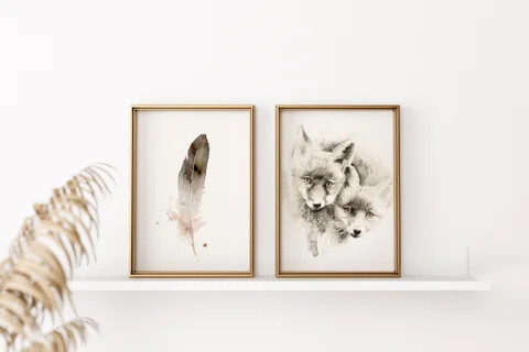 Image of a fox watercolor painting by Shayna Larsen, originals & prints available