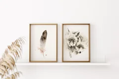 Image of a fox watercolor painting by Shayna Larsen, originals & prints available