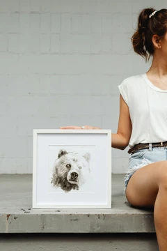 Image of a bear watercolor painting by Shayna Larsen, originals & prints available