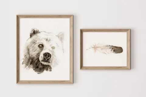 Image of a bear watercolor painting by Shayna Larsen, originals & prints available